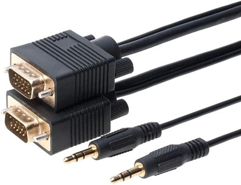 Cables Direct Online 6FT SVGA + Audio Monitor Cable - Male to Male VGA to VGA 1080P for PC, Projector, Laptop, TV
