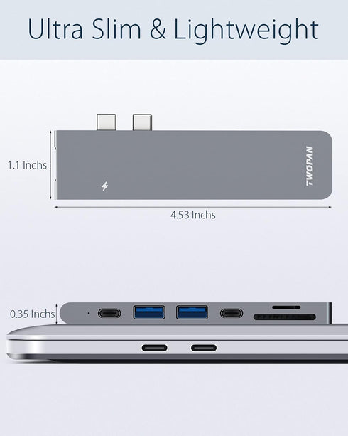 USB C Hub for MacBook Pro, 7 in 2 Multiport Adapter with 4K HDMI, Thunderbolt PD, USB 3.0, SD/TF Reader