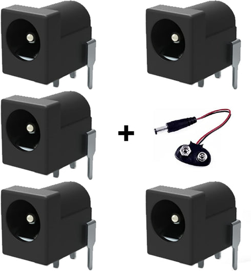 Breadboard-Friendly 2.1mm PCB Mounting Female DC Power Barrel Jack (5 PCS DC Power Jack) by California JOS