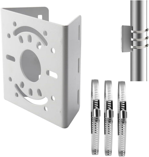 Universal Security Camera Vertical Pole Mount Bracket, Solid Metal Adapter with 3 Loops for CCTV Cameras