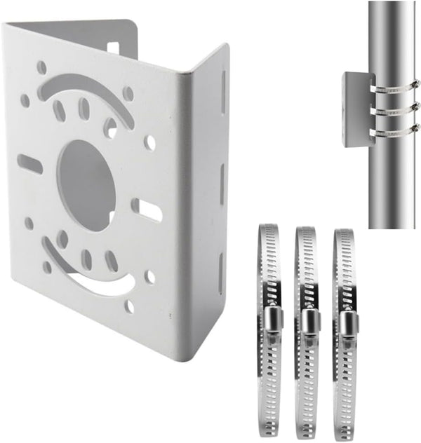 Universal Security Camera Vertical Pole Mount Bracket, Solid Metal Adapter with 3 Loops for CCTV Cameras