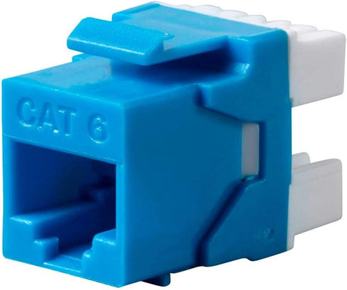 Monoprice Cat6 RJ-45 180-Degree Punch Down Keystone, Dual IDC for 22-24AWG Solid Wire, Blue