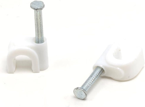 THE CIMPLE CO - Single Coaxial Cable Clips, White, 1/4 in (6 mm) Nail Clip, 100 Pieces per Bag, Cat6, Electrical Wire