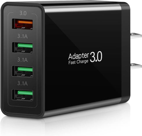Fast Charging 3.0 Wall Charger, 4-Ports USB Charger Block, iSeekerKit Multi USB Power Adapter, Dual Charging Box Plug