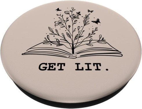 PopSockets Adhesive PopGrip - Get Lit Library Book Wildflowers Lovers Literature Teacher