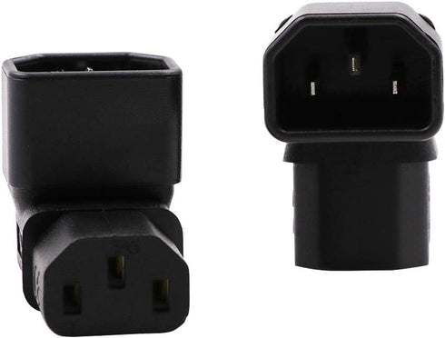 WYMECT C14 C13 90 2 Pack IEC to Power Adapter PDU Plug/Socket Up Degree for LCD Wall Mount TV