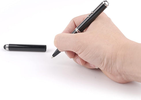 Metal Multi-Function Pen with Touch Screen Stylus, Flashlight, Creative Christmas and Birthday Gifts (2 Black)