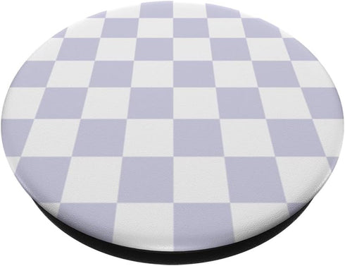 Cute Pastel Lavender Checker Pattern Design on White PopSockets Standard PopGrip