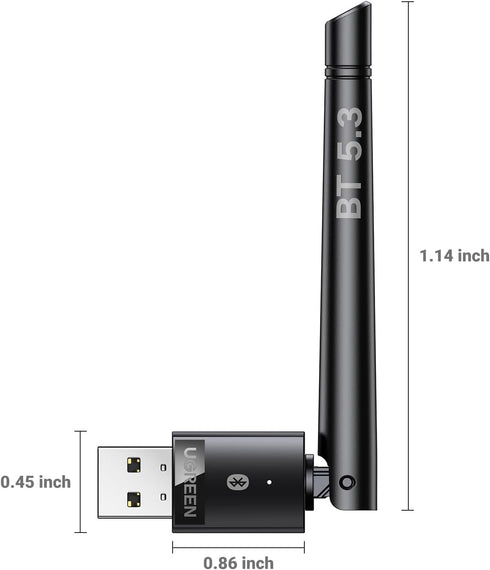 UGREEN Bluetooth 5.3 Adapter for PC, Long Range USB Dongle, Wireless Transmitter Receiver for Mouse, Keyboard,