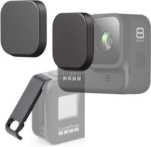 Hero8 Silicon Lens Adsorption Cap and ABS Battery Door Cover with Charging Port (2+1 Packs) for GoPro Hero 8 Black