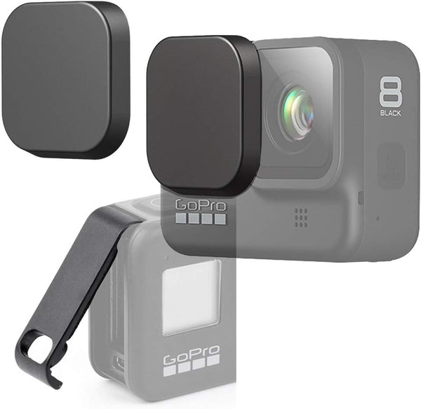 Hero8 Silicon Lens Adsorption Cap and ABS Battery Door Cover with Charging Port (2+1 Packs) for GoPro Hero 8 Black