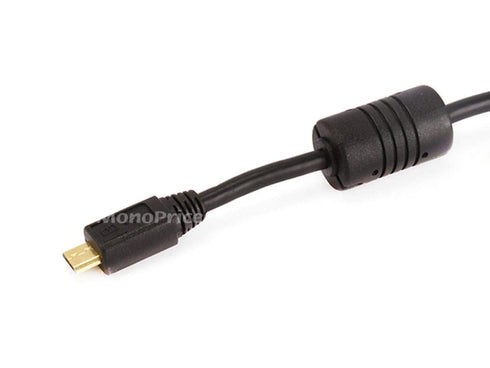 Monoprice 6-Feet USB 2.0 A Male to Micro 5pin Male Cable with Ferrite Core (Gold Plated) (105458), Black
