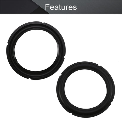 Fielect 4Pcs 8 Inch Black Notch Speaker Rubber Edge Surround Rings for Speaker Repair or DIY