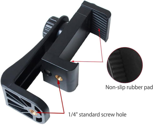 koolehaoda 1/4 inch Smartphone Holder Phone Clip Tripod Adapter with Screw/Adjustable Clip, Rotates Vertical