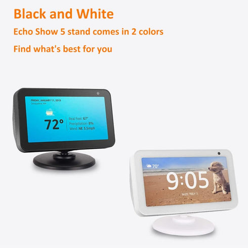 Adjustable Stand for Echo Show 5 (1st Gen and 2nd Gen) | Magnetic, Swivel, Tilt Accessory for Alexa | White