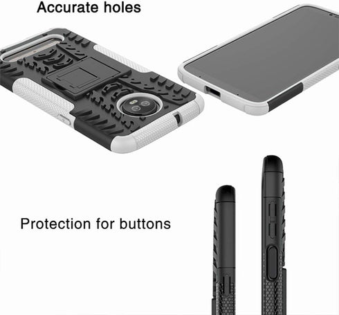 Yiakeng Moto Z3 Case, Dual Layer Shockproof Slim Protective Hard Phone Cover with Kickstand for Motorola Moto Z3 (Red)