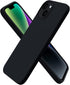 ORNARTO iPhone 14 Case 6.1" - Slim Black Liquid Silicone, 3 Layers Soft Gel Rubber Protective Cover.