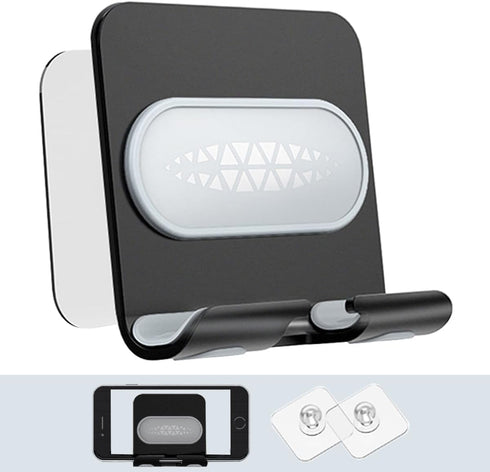Shower Phone Holder with 2PCS Adhesive Stickers, Wall Mount Stand for Bathroom, Kitchen, Compatible with Smartphone