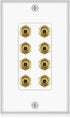 Banana Binding Post Two-Piece Coupler Inset Wall Plate for 4 Speakers Standard Single Gang White