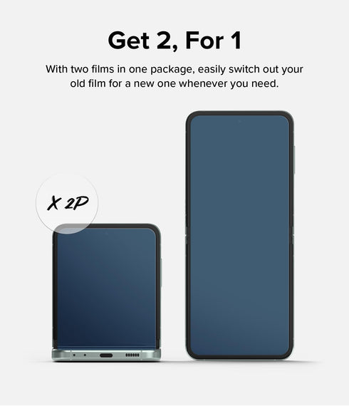 Samsung Galaxy Z Flip 5 Screen Protector - Ringke Dual Easy Film, 4-Layer Protection, HD Clear, Self-Healing, 2 Pack.
