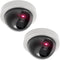 WALI Dummy Fake Security CCTV Dome Camera with Flashing Red LED Light and Security Alert Sticker Decals, 2 Packs, White