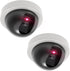 WALI Dummy Fake Security CCTV Dome Camera with Flashing Red LED Light and Security Alert Sticker Decals, 2 Packs, White