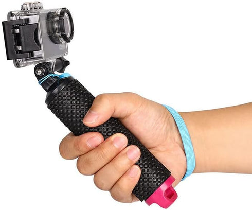Floating Hand Grip Waterproof Handheld Selfie Stick Monopod Grip Handle Mount Compatible with GoPro Hero 10, 9, 8, 7, Hero Session, Fusion, Max, AKASO, SJCAM, DJI Osmo Action Cameras (Pink)