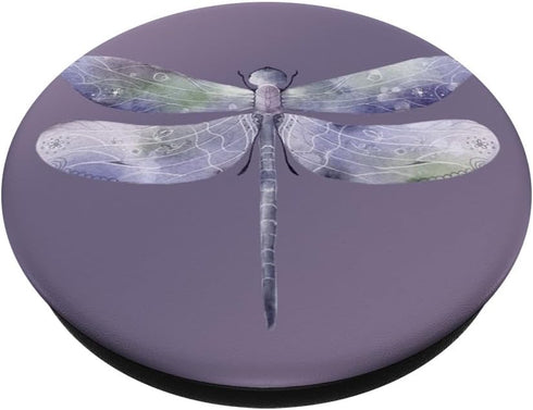 Phone 14 Pro Watercolour Dragonfly on Deep Purple for Women PopSockets Standard PopGrip