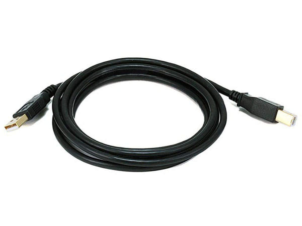 Monoprice USB-A Male to USB-B Male 2.0 Cable, 6 Feet, Shielded, Gold Plated, Black