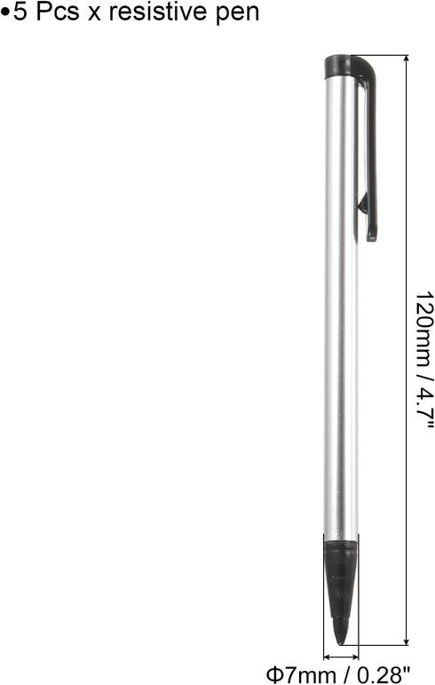 MECCANIXITY 5 Pack, Universal Resistive Touch Screen Pens - Silver