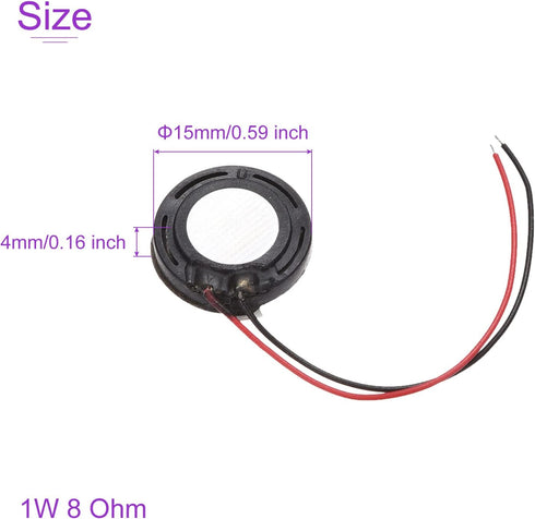 DMiotech 4 Pack Mini DIY Magnetic Speaker, 1W 8 Ohm, 15mm Diameter Internal Replacement Loudspeaker for Mobile Phone