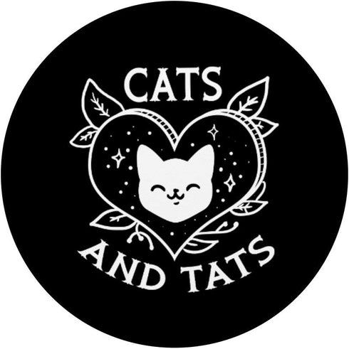 Funny Cats and Tats Tattoo Art Design PopSockets Swappable PopGrip