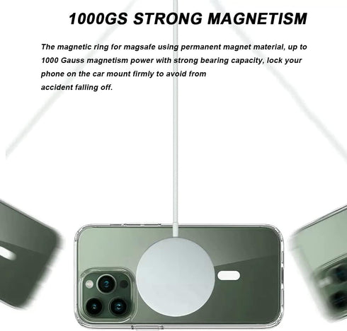 2 Pack Magnetic Adapter Ring, Universal Magnetic Sticker for Magsafe Accessories & Wireless Charging, Black/White