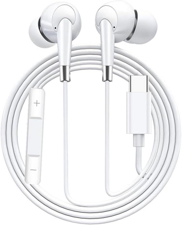 Type C Earphones Wired USB C in Ear Headphones for iPhone 15, Compatible with Most Type C Jack Devices