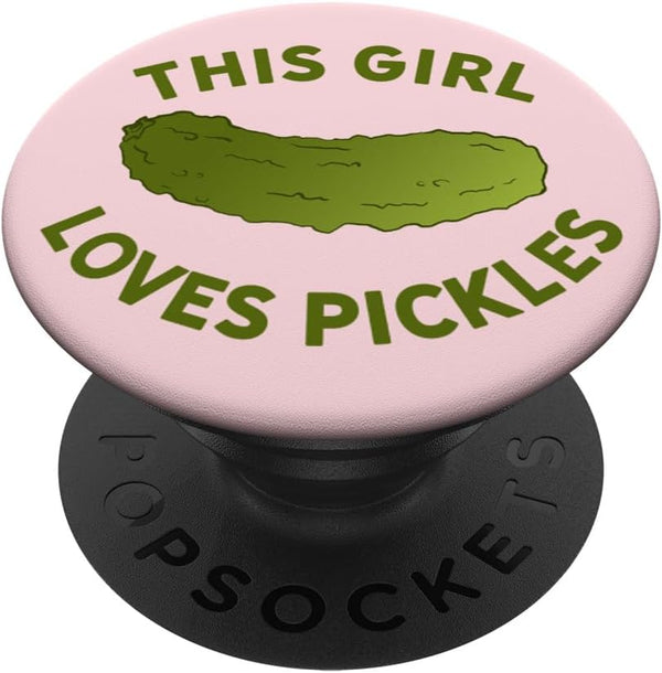 PopSockets Standard PopGrip This Girl Loves Pickles Gift for Pickle Lover - Pink