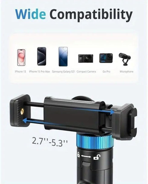 MOLEKSDAL 71 360 Portable and Extendable Phone Tripod & Selfie Stick, with Wireless Remote Control and Rotation, Ideal