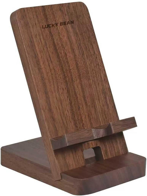 LUCKY BEAN Wood Phone Stand, Desktop Wooden Phone Holder, Portable Office Phone Stand for