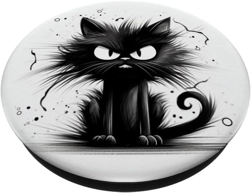 Funny Black Cat It's Fine I'm Fine Everything Is Fine PopSockets Swappable PopGrip