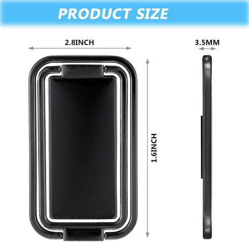 2 Pack Cell Phone Ring Stand Holder, IOUALEY Finger Kickstand 360° Rotation Adjustable Portable Metal Finger Grip Ring Kickstand Fits Most Smartphone Tablets Desk Office Car Mount, Silver/Black