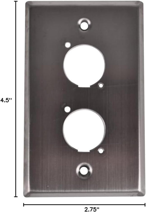 Stainless Steel Wall Plate by Seismic Audio, Dual "D" Size Connectors for Cable Installation