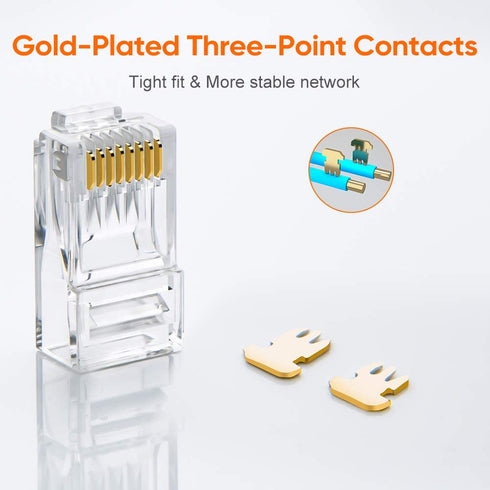 CableCreation Cat6 RJ45 Connectors, 100-PACK Cat6 RJ45 Ends, Ethernet Cable Crimp Connectors for Solid Wire