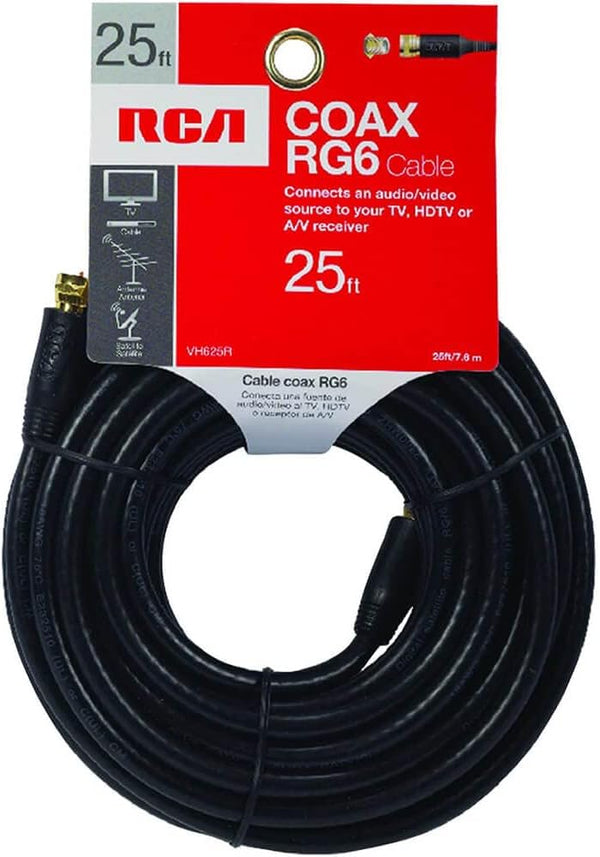 RCA VH625R RG6 Coaxial Cable, 25ft, Black