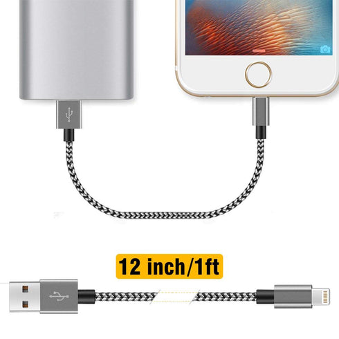4-Pack Short iPhone Charger Cable 1FT, Braided Lightning to USB Fast Charger for iPhone 12 Pro Max/11/X/8/7/6S Plus,
