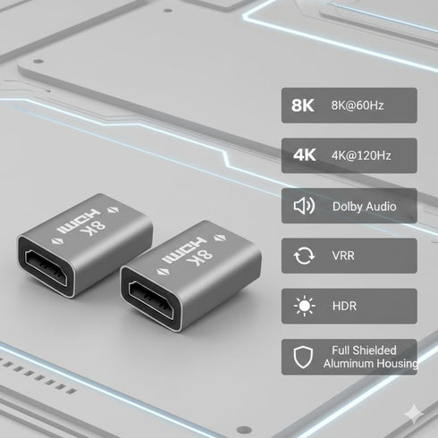 HSJINHONG 2-Pack, 2.1 2 8K@60Hz 4K@120Hz, HDMI Coupler HDMI Female to Female Adapter, Extends HDMI Cables, Supports
