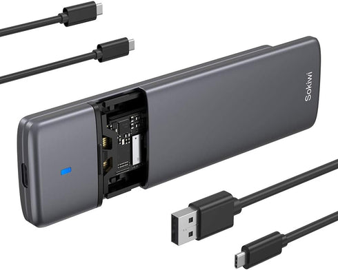 M.2 NVMe SATA SSD Enclosure Adapter, Tool-Free USB 3.2 Gen2 10Gbps External NVMe to USB PCI-E SATA
