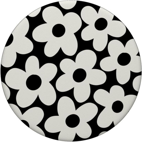 Cute Black White Aesthetic Flowers Floral Retro Daisy Women PopSockets Standard PopGrip