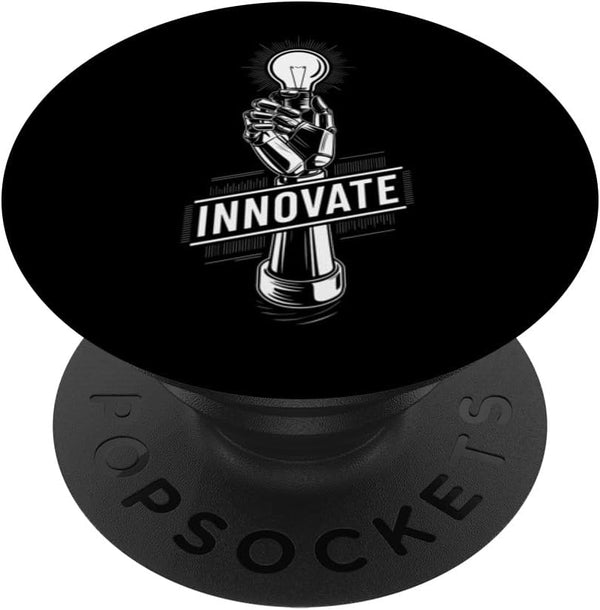 Robot Hand Holding Light Bulb: Robotics Engineering PopSockets Standard PopGrip