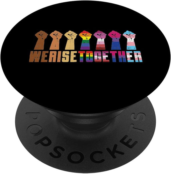We Rise Together Black LGBT Raised Fist - Pride Equality Gift PopSockets Swappable PopGrip