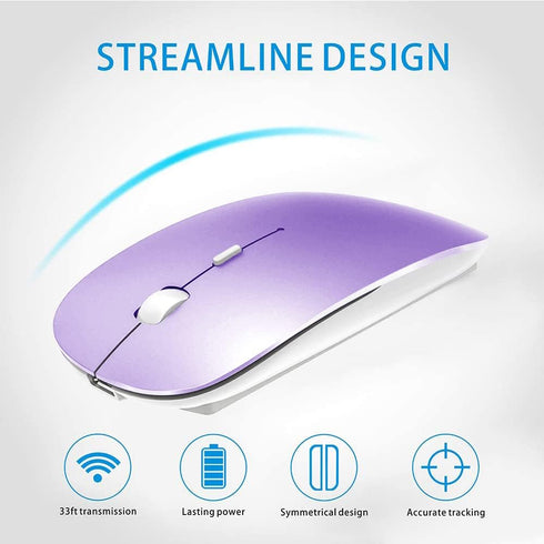 KLO Bluetooth Mouse for MacBook/MacBook Air/Pro/iPad, Wireless Mouse for Laptop/Notebook/PC/iPad/Chromebook (Purple)
