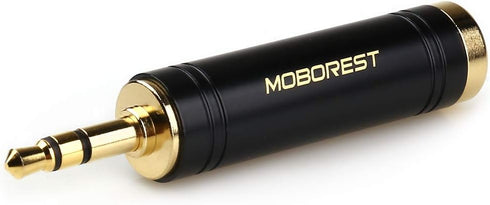 MOBOREST 3.5mm to 1/4'' Stereo Pure Copper Adapter, 1/8'' Male Plug to 1/4'' Jack Female Socket, Black - 1PCS